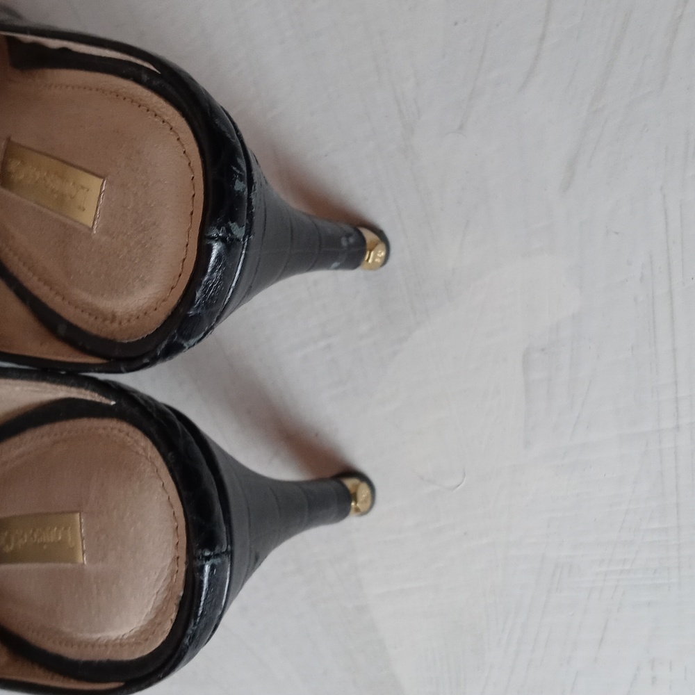 Louise Et Cie Lo-Karas Black Mayfair Croco Pointy Toe Slides View 5